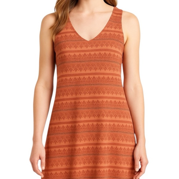 L.L.Bean Sleeveless Tank Dress Geometric Tribal Print Stretch Travel Casual - Picture 1 of 10